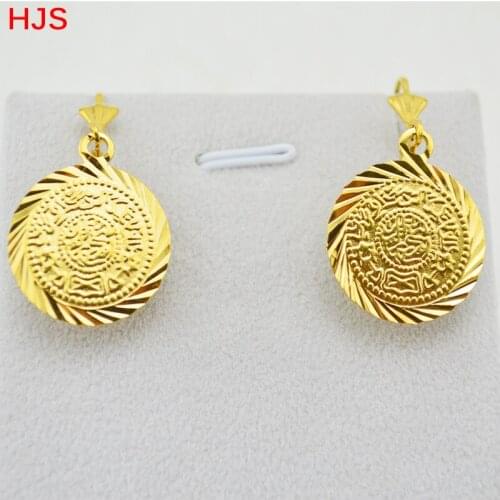 Arab coins accessories earrings 18k Yellow Gold Filled Coin Earrings Dangle Drop Jewelry c-2