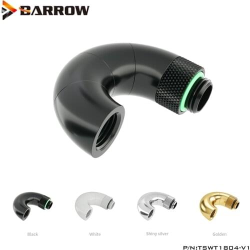 Barrow G1/4"Gold White Black Silver 180 Degree With 4 Directions Rotary Adapter 360 Degree Fittings Water Cooling ,TSWT1804-V1