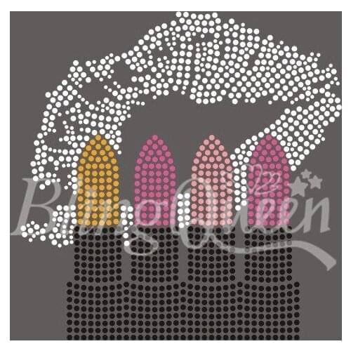 BlingQueen 25PCS/LOT Iron on Rhinestone Transfer Crystal Bling Motif Lips Design