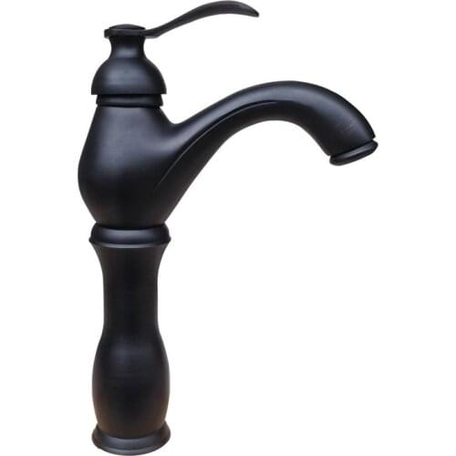 Black Oil Rubbed Bronze Single Lever Handle Single Hole Bathroom Vessel Sink Basin Faucet Mixer Water Tap anf332
