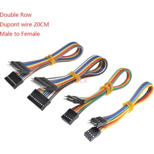 5PCS 20CM double row DUPONT LINE DUPONT connector plug with wire jumper cable 2.54MM 2*2/3/4/5/6/7/8/9/10 PIN P male to female