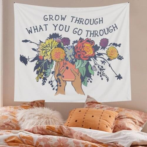 Floral Ins Tapestry Wall Hanging Flower Butterfly Wall Hanging Tapestry Quotes Wall Tapestry Dorm Decoration Boho Home Decor