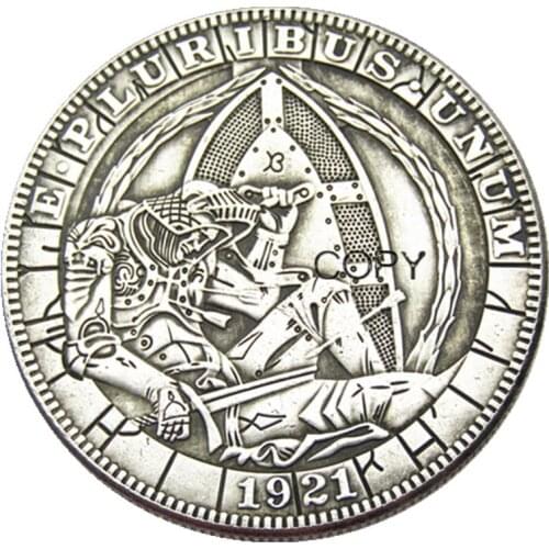 HB(104)Hobo USA Morgan Dollar 1921 skull zombie skeleton Silver Plated Copy Coins