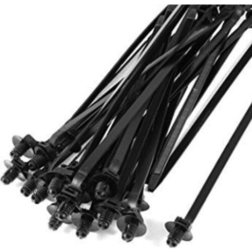 Nylon Push Mount Car Dome Cable Zip Tie, 168mm Length, 50 Pcs, Black B0KB