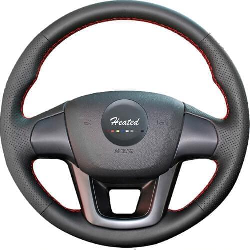Heated for Kia K2 Kia Rio 3 2011 2012 2013 Microfiber leather On Car Steering Wheel Cover braid on the steering wheel case