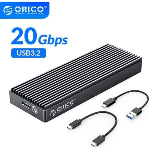 ORICO M.2 NVME SSD Case/Enclosure ASM2364 Master Chip 20Gbps USB3.2 GEN2 x2 Type-C For M.2 Hard Drive Up to 2TB A/C to C Cables