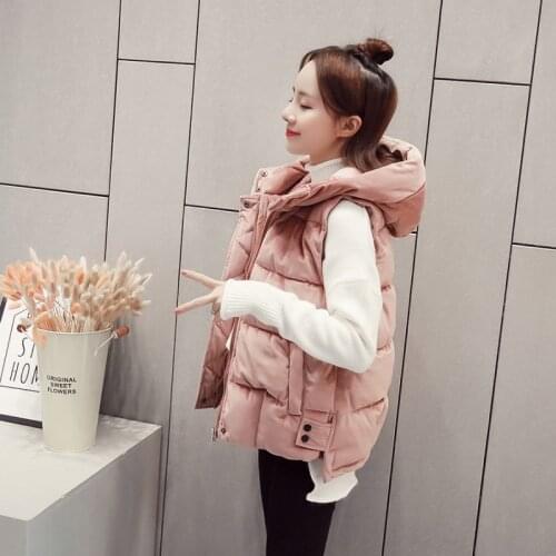 Autumn Winter Vest Women Coat Loose Hooded Down Cotton Vest Jacket Coat Female Waistcoat Warm Thicken Plus Size Vest 5XL PZ2195