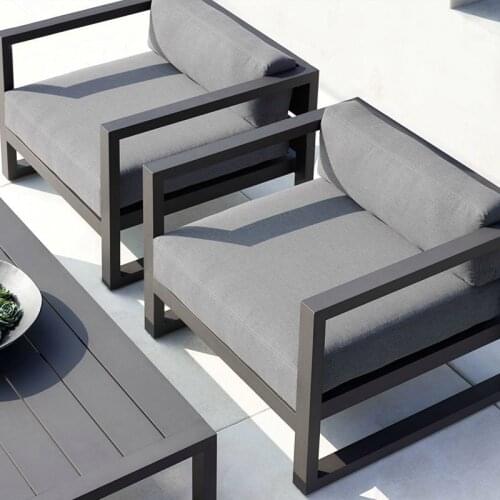 Outdoor sofa courtyard simple wrought iron office fabric double seat modern simple coffee table combination