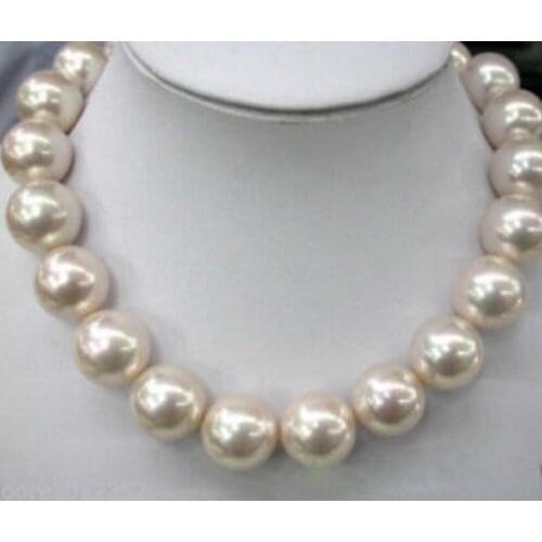 Free shipping breathtaking guge 14 mm southsea white shell pearl necklace