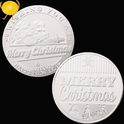 Santa Claus Commemorative Coin Merry Christmas Coins Collectibles Happy New Year Home Decorations Gifts 999 Silver Coins