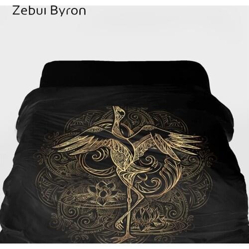 3D Duvet Cover King/queen/custom size,Blanket/comforter Cover 220/240,Quilt cover for 90/150/single bed,Bedding Black gold crane