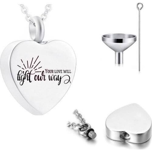 Heart-Shaped Pendant Cremation Jewelry Urn Necklace To Commemorate The Dead Relatives/Pets -Your Love Will Light Our Way