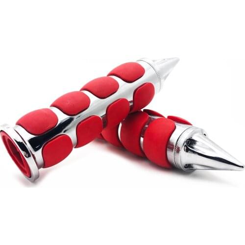 Aftermarket free shipping motorcycle parts Red Spike 7/8" Rubber Hand Grips for 98-06 Yamaha V Star 650 Classic Custom chromed