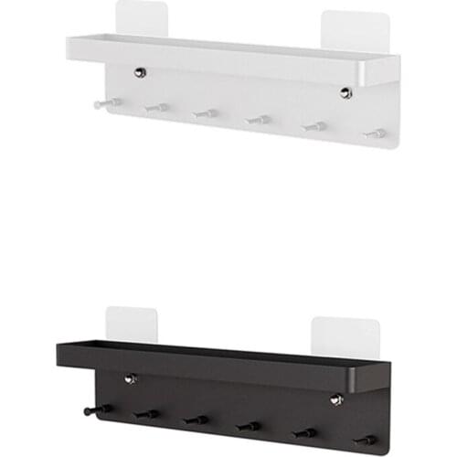 Practical Wall Mount Key Holder Hanging Key Shelf Sundries Rack Hanger Metal Mail Organizer Decorative with 6 Hooks