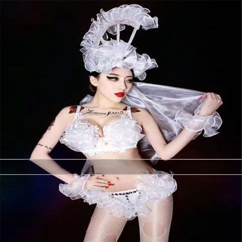 EC76 Ballroom dance sexy bodysuit female dresses bikini cosplay wears jumpsuit singer performance show skirt outfits clothe club