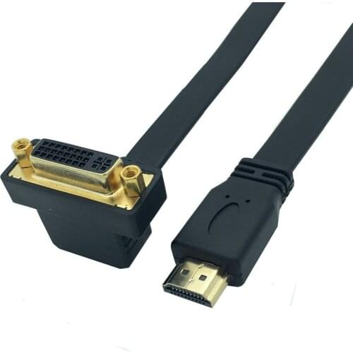 HDMI-compatible to DVI DVI-I 24+5 Male to Female Adapter Video Cable For PS3 PC Projector Display TV BOX HDTV Cable Right Angle
