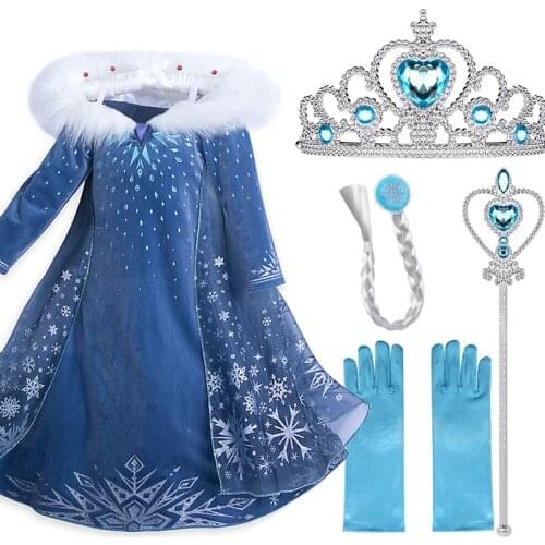 Girls Wedding Evening Dresses Elsa Princess Dress Sequined Snow Queen 2 Halloween Party Chidlren Cosplay Dress up For Kids