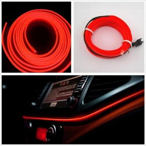 CARPRIE 2 M RED EL-Wire 12V Car Interior Decor Fluorescent Neon Strip Cold light Tape TJ