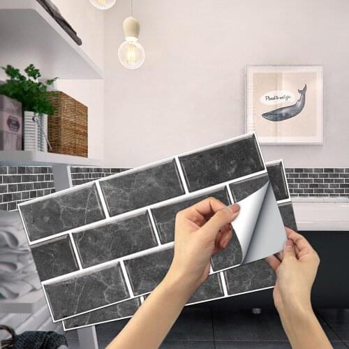 Vintage Marble Tile Bathroom Bedroom Wall Decor Sticker Peel And Stick Waterproof Wallpaper Home Furniture Renovation Mural Film