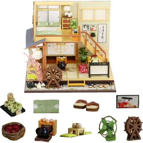 Janpanse Styles Doll House Wooden Doll Houses DIY Miniature Dollhouse Furniture Kit Toys For Children Christmas Gift