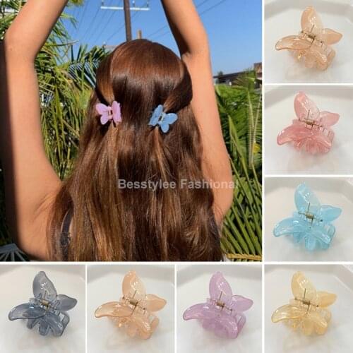 New Sweet Fairy Butterfly Hair Clip Acrylic Hair Claw Clips Makeup Hair Styling Barrettes for Women Fashion Hair Accessories