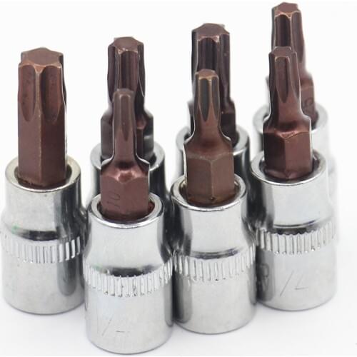 1Pcs/lot Torx Screwdriver Bit Bits 1/4 Inch Drive Socket Allen Key Ratchet Socket Wrench Adapter T10 T15 T20 T25 T27 T30 T40