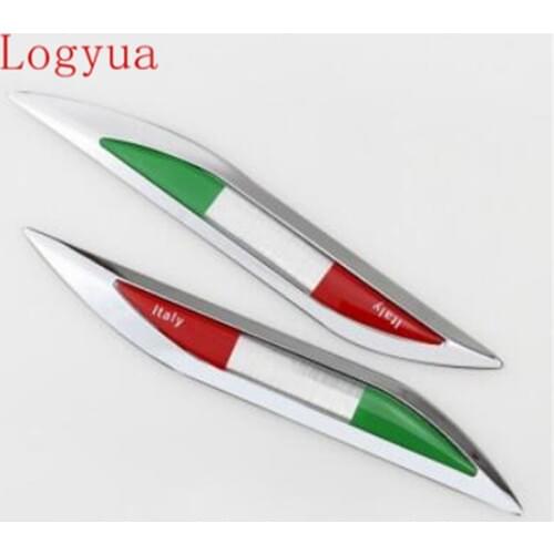 2pcs/lot New Car Style 16*2.1cm Zinc Alloy Epoxy National Flags Blade Badge Emblem Fender Sticker For UK Italy China Flag