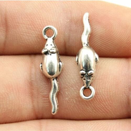20Pcs Mini Mouse Charms Antique Silver Color Pendant Findings Aesthetics Accessories Handmade Jewelry Making Supplies Wholesale