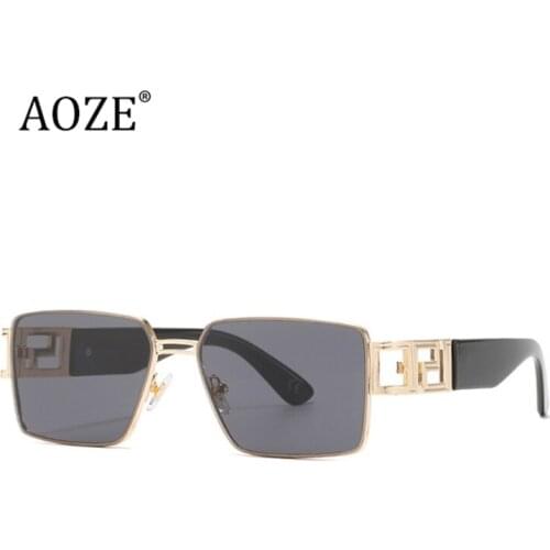 2021 NEW High quality luxury brand sunglasses Square Metal frame Women men Gradient lens sun glasses UV400