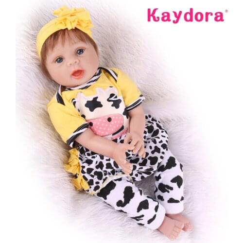 22 inch Handmade Soft Silicone Reborn Baby Dolls 55cm Cute Bebe Kids Bed Play Toys Alive menina de silicone Child Birthday Gifts