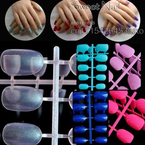 2020 24pcs hot sell fashion candy oval circle decorative fake nails short paragraph 30 optional color