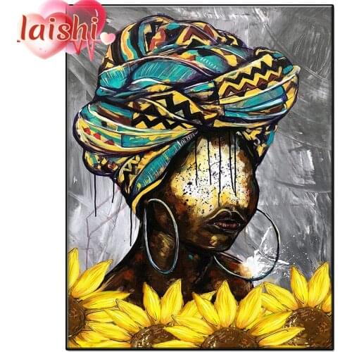 5D DIY Doodle Afro Queen Diamond Painting Cross Stitch Kits Embroidery Full Mosaic Rhinestone Craft Lovers for Home Decoration