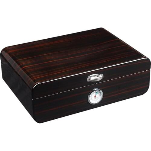 Noble retro piano paint Black Cigar Box Hygrometer Humidifier Humidor Case Portable Men Gadget Accessories Valentines Day Gift