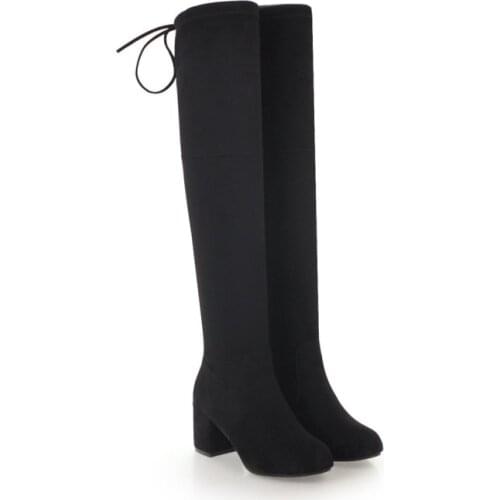 Big Size Fashion of high-heeled womens boots with tie after knee-length barrel and 100-set jacket