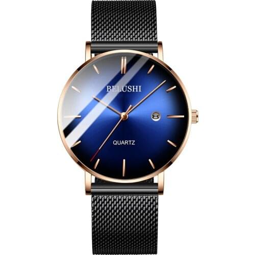 Luxury Mens Watches Steel Mesh Date Business Mens Analog Watch Thin Quartz Clock Male Waterproof Sport Watch Men Relojes Hombre