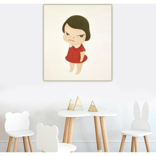 Citon Nara Yoshitomo《Knife behind back》Canvas Oil Painting Famous Artwork Poster Picture Wall Background Decor Home Decoration