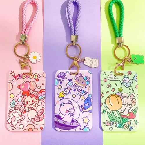 Card Holder Anime Pattern Decorative Acrylic Kawaii Cartoon Protective Card Badge Holder for Students