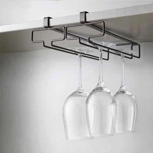 Red wine cup holder, hanging household Creative Cup without hole, high foot cup shelf, cabinet, glass glass, water drain rack