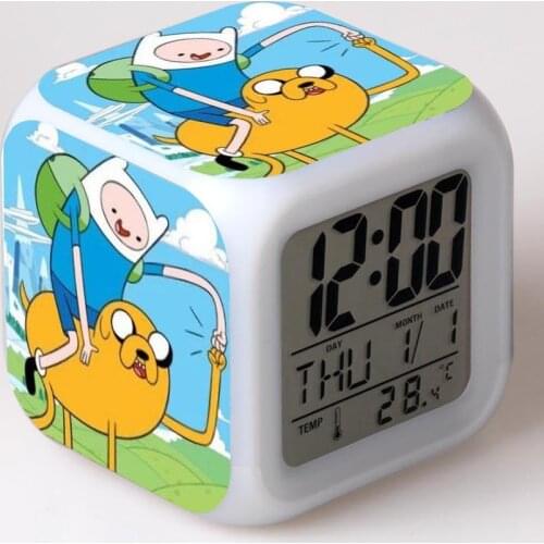 Adventure Time Cartoon Color changing night light alarm clock reloj despertador Kids led digital clock electronic desk clock