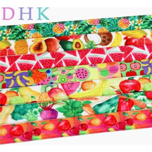 DHK 5/8'' Free shipping fruits vegetable watermelon printed Fold Elastic FOE headband headwear hairband DIY decoration OEM S731