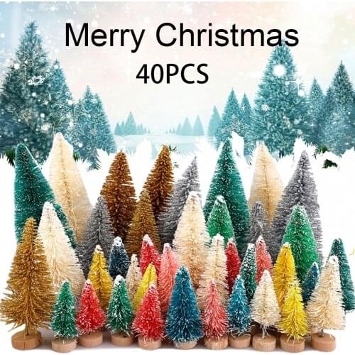 40pcs Mini Christmas Tree Fake Pine Trees DIY Colorful Xmas Photo Prop for Christmas Party Table Decoration New Year Home Decor