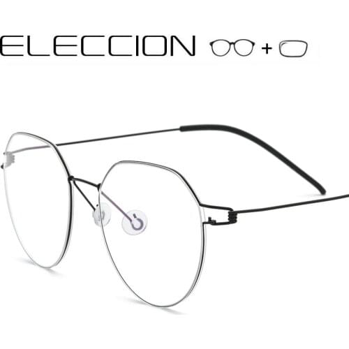 ELECCION NEW EYEGLASSES Frame Women Titanium Polygon Myopia Optical Denmark Korean Prescription Glasses Men Screwless Eyewear
