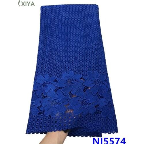 Royal Blue African Cord Lace Fabric Embroidered Nigerian Guipure Lace Fabrics High Quality Water Soluble Lace for Wedding NI5574
