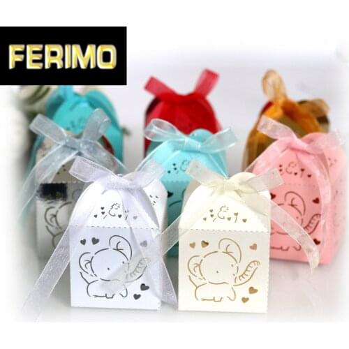 Laser Cut Hollow Elephant Wedding Boxes Favor Boxes For Party Baby Shower Candy Boxes Candy Bags