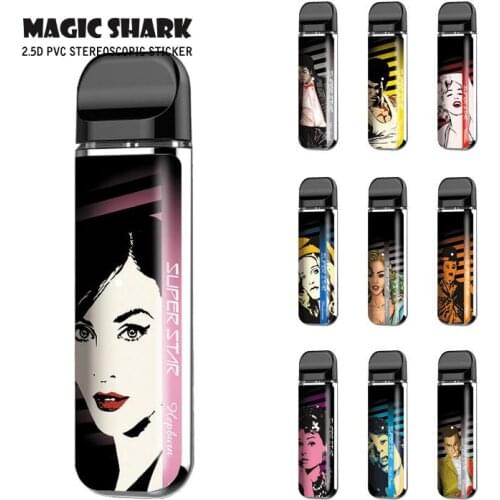 Magic Shark Elvis Madonna Bruce Lee Super Star Monroe Stereo Skin Wrap Film Pod Case Vape Sticker for Smok Novo Kit