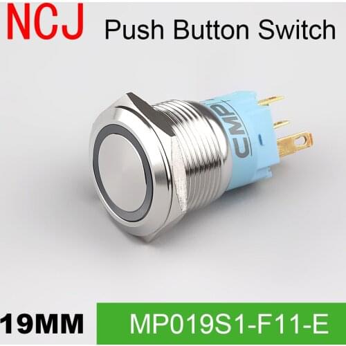 NCJ 19mm Metal Push Button Switch IP67 Maintained Alternate & Momentary push button switch with LED lamp 5A