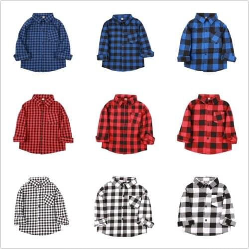 Fashion Baby Boys Shirts Cotton Children Plaid Tee Shirt Checked Boys Blouse Kid Blouses Overshirt Girls Clothes Tops 2-9 Years
