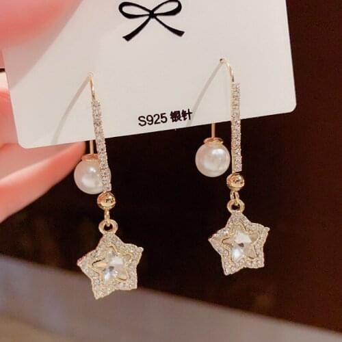 Design sense of fashion personality rhinestone star earring earhook joker super simple exquisite minority earring