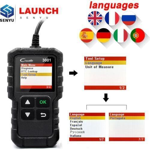 Newest LAUNCH X431 CR3001 with Multi-language Code Diagnostic Scanner OBD OBD2 Diagnostic Tool better than AD310 ELM327