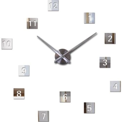 New Wall Clock Clocks Watch Horloge Murale Diy 3d Acrylic Mirror sticker Large Home Quartz Circular Needle Modern Free Shipping